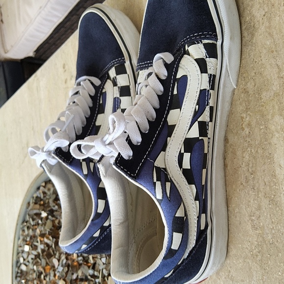 Vans Sneakers Checkboard Flame Blue & White design Size Men 8.5 Size Women 10 - Picture 13 of 14